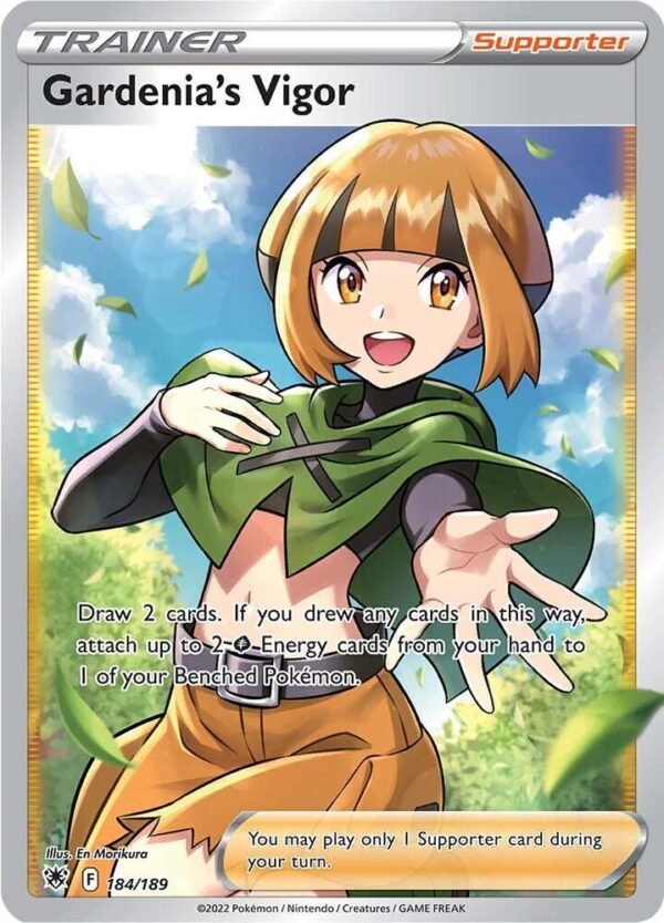 Gardenia’s Vigor (Full Art) 184/189 Holofoil SWSH10: Astral Radiance Gardenia’s Vigor (Full Art) 184/189 Holofoil SWSH10: Astral Radiance