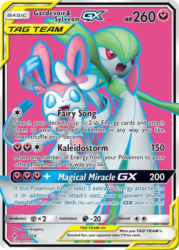 Gardevoir & Sylveon GX (204) (Full Art) 204/214 Holofoil SM – Unbroken Bonds