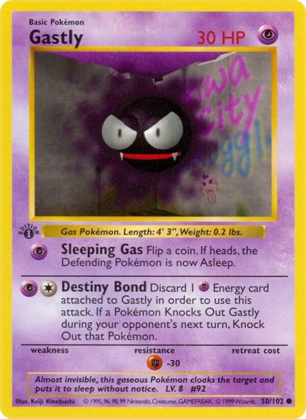 Gastly 050/102 1st Edition Base Set (Shadowless)