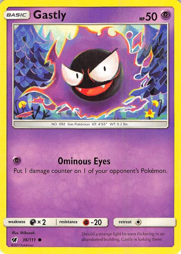 Gastly 36/111 Reverse Holofoil SM – Crimson Invasion