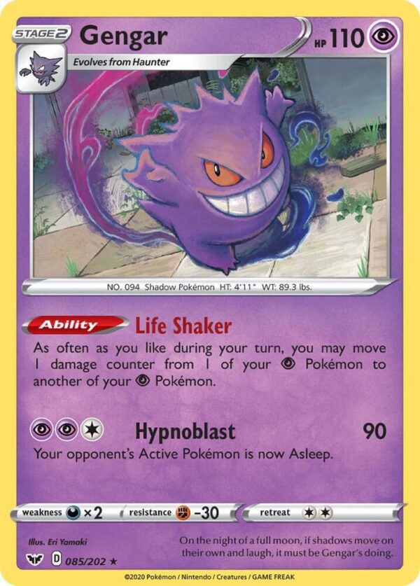 Gengar 085/202 Reverse Holofoil SWSH01: Sword & Shield Base Set Gengar 085/202 Reverse Holofoil SWSH01: Sword & Shield Base Set