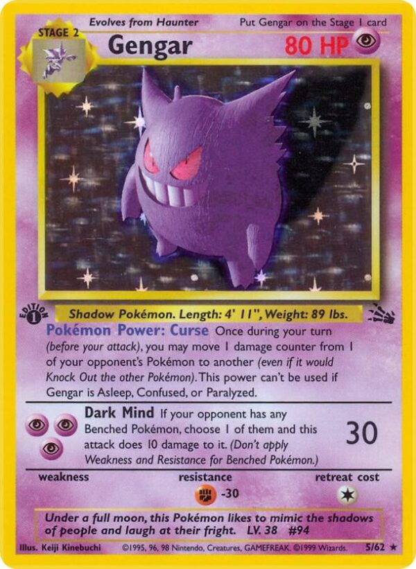 Gengar (5) 05/62 1st Edition Holofoil Fossil