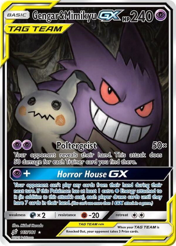 Gengar & Mimikyu GX (Alternate Full Art) 165/181 Holofoil SM – Team Up Gengar & Mimikyu GX (Alternate Full Art) 165/181 Holofoil SM – Team Up