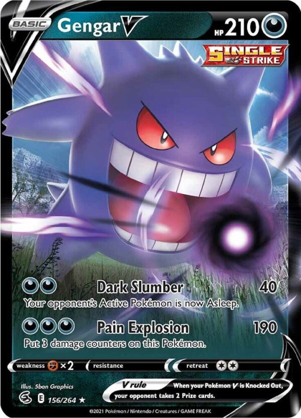 Gengar V 156/264 Holofoil SWSH08: Fusion Strike Gengar V 156/264 Holofoil SWSH08: Fusion Strike