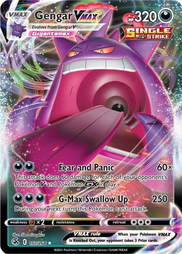 Gengar VMAX 157/264 Holofoil SWSH08: Fusion Strike Gengar VMAX 157/264 Holofoil SWSH08: Fusion Strike