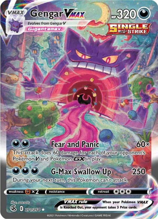 Gengar VMAX (Alternate Art Secret) 271/264 Holofoil SWSH08: Fusion Strike