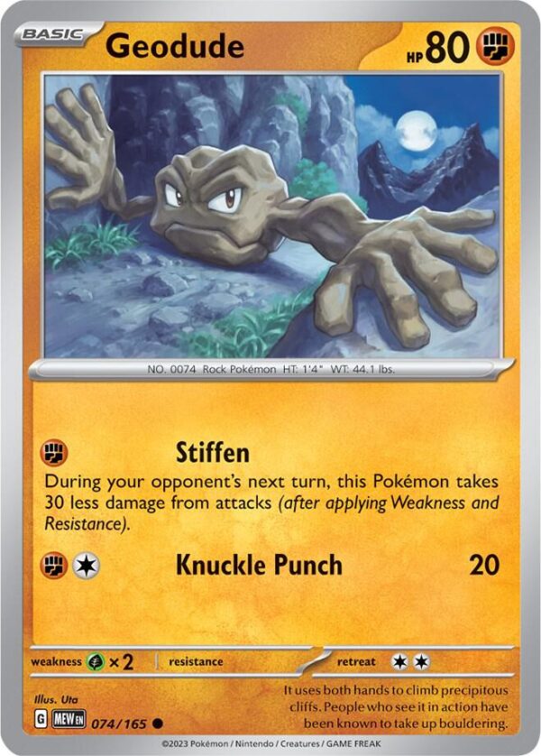 Geodude 074/165 Normal SV: Scarlet & Violet 151 Geodude 074/165 Normal SV: Scarlet & Violet 151