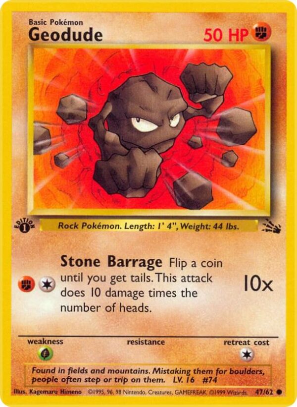 Geodude 47/62 1st Edition Fossil Geodude 47/62 1st Edition Fossil