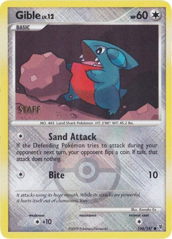 Gible 106/147 (Championship Promo) [Staff] Reverse Holofoil League & Championship Cards