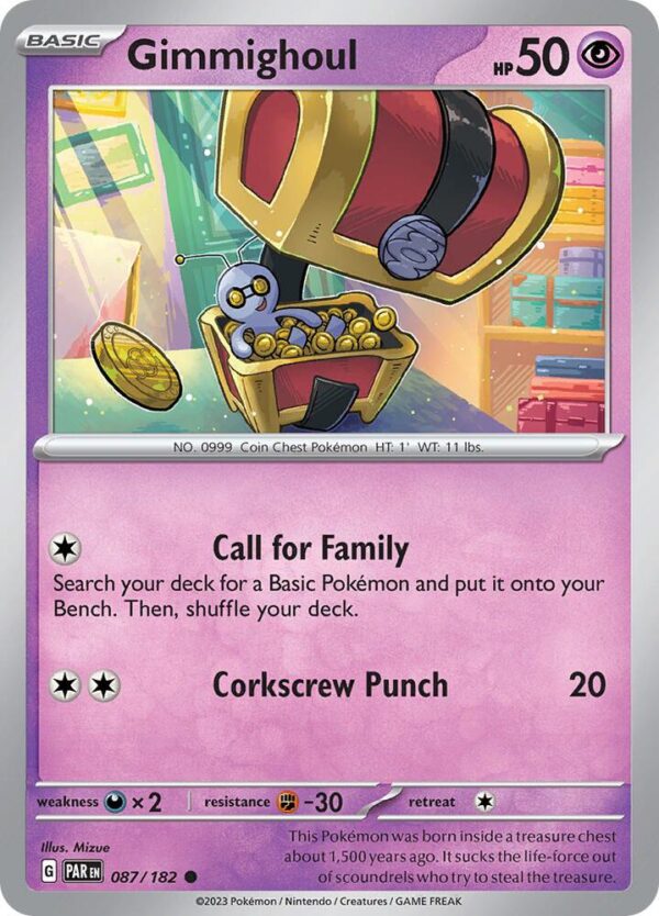 Gimmighoul 087/182 Reverse Holofoil SV04: Paradox Rift
