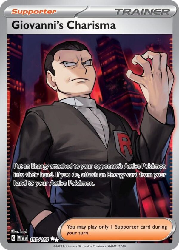 Giovanni’s Charisma 197/165 Holofoil SV: Scarlet & Violet 151 Giovanni’s Charisma 197/165 Holofoil SV: Scarlet & Violet 151