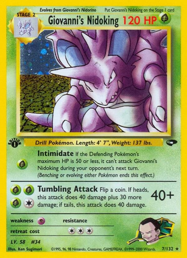 Giovanni’s Nidoking 007/132 1st Edition Holofoil Gym Challenge