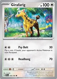 Girafarig | 154/193 | Reverse Holofoil | SV02: Paldea Evolved Girafarig | 154/193 | Reverse Holofoil | SV02: Paldea Evolved