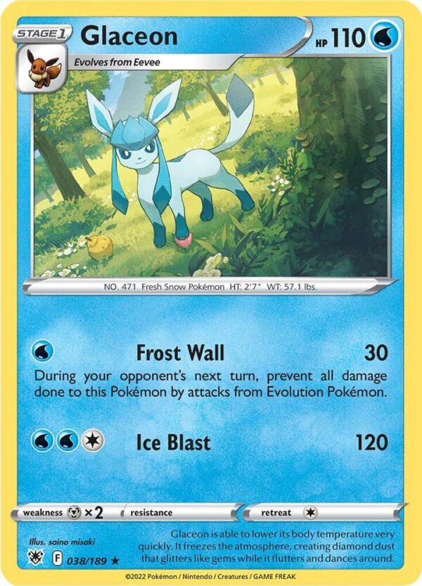 Glaceon 038/189 Reverse Holofoil SWSH10: Astral Radiance Glaceon 038/189 Reverse Holofoil SWSH10: Astral Radiance