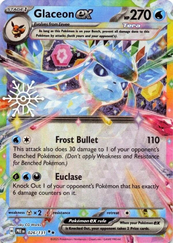 Glaceon ex 026/131 (Holiday Calendar) Holofoil SV: Prismatic Evolutions Glaceon ex 026/131 (Holiday Calendar) Holofoil SV: Prismatic Evolutions