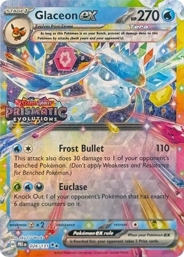Glaceon ex 026/131 (Prismatic Evolutions Stamp) Holofoil Miscellaneous Cards & Products Glaceon ex 026/131 (Prismatic Evolutions Stamp) Holofoil Miscellaneous Cards & Products