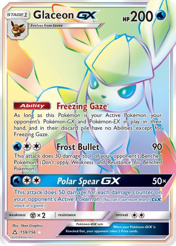 Glaceon GX (Secret Rare) 159/156 Holofoil SM – Ultra Prism