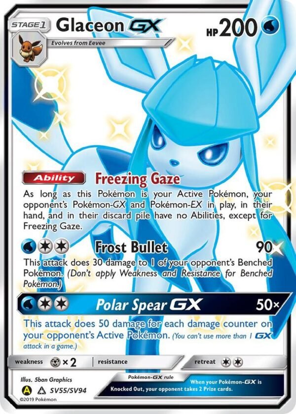 Glaceon GX SV55/SV94 Holofoil Hidden Fates: Shiny Vault Glaceon GX SV55/SV94 Holofoil Hidden Fates: Shiny Vault