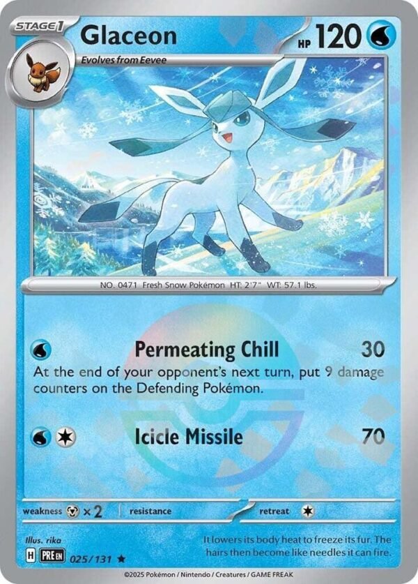 Glaceon (Poke Ball Pattern) 025/131 Holofoil SV: Prismatic Evolutions Glaceon (Poke Ball Pattern) 025/131 Holofoil SV: Prismatic Evolutions