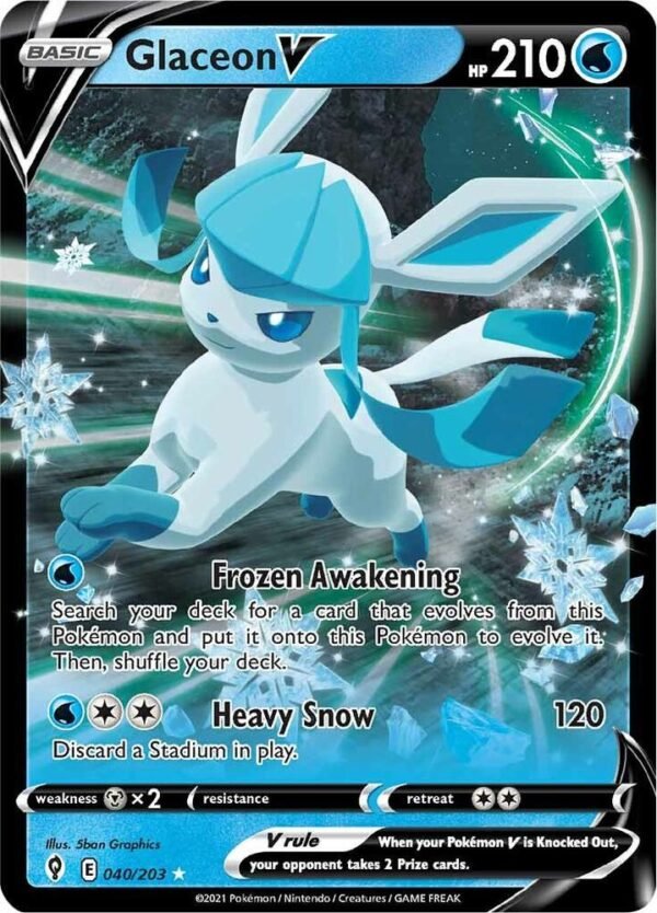 Glaceon V 040/203 Holofoil SWSH07: Evolving Skies Glaceon V 040/203 Holofoil SWSH07: Evolving Skies