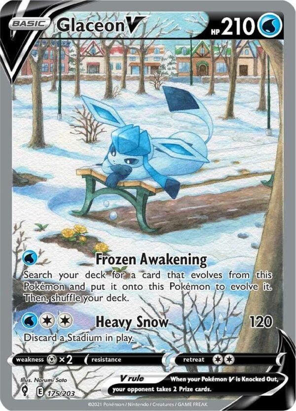 Glaceon V (Alternate Full Art) 175/203 Holofoil SWSH07: Evolving Skies