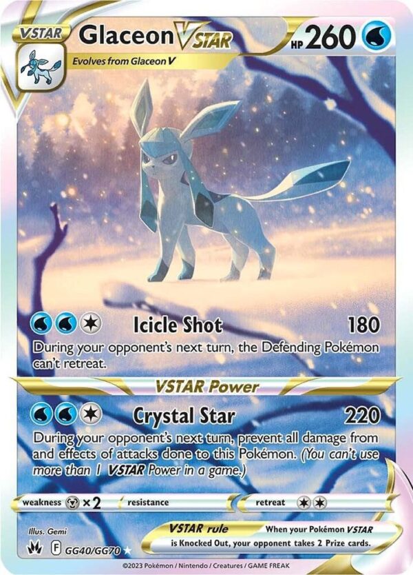 Glaceon VSTAR GG40/GG70 Holofoil Crown Zenith: Galarian Gallery Glaceon VSTAR GG40/GG70 Holofoil Crown Zenith: Galarian Gallery