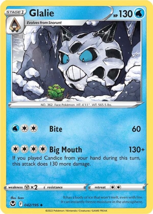 Glalie 042/195 Reverse Holofoil SWSH12: Silver Tempest Glalie 042/195 Reverse Holofoil SWSH12: Silver Tempest