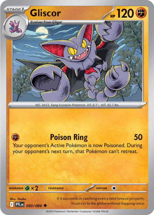 Gliscor 050/094 Reverse Holofoil ME02: Phantasmal Flames Gliscor 050/094 Reverse Holofoil ME02: Phantasmal Flames