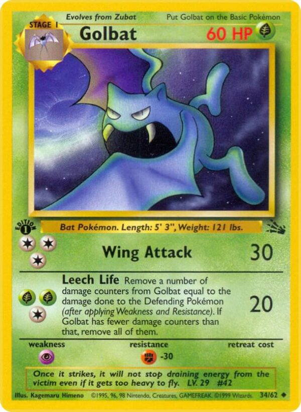 Golbat 34/62 Unlimited Fossil