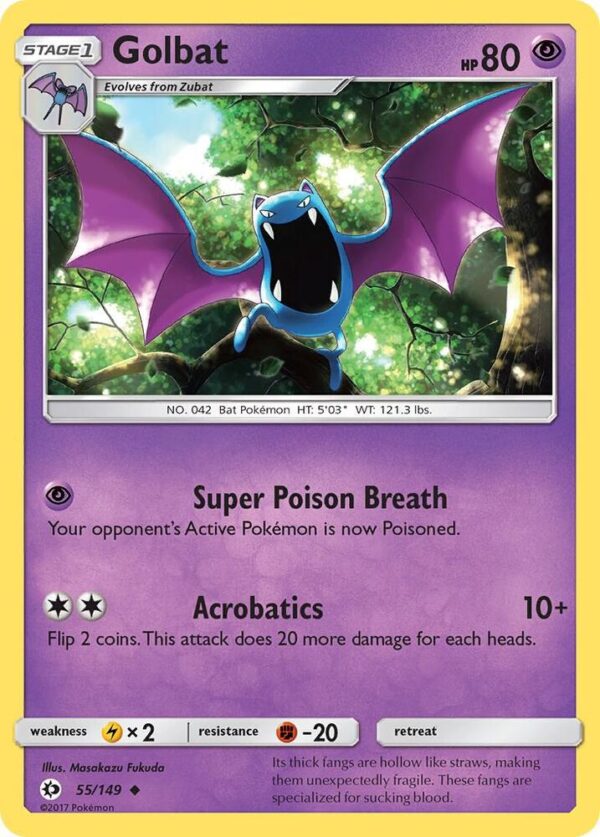 Golbat 55/149 Reverse Holofoil SM Base Set Golbat 55/149 Reverse Holofoil SM Base Set