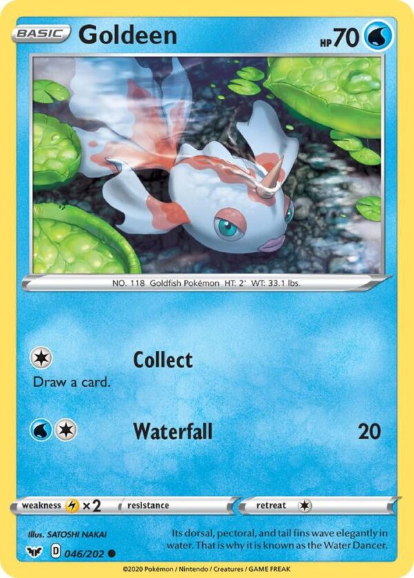Goldeen (046) 046/202 Normal SWSH01: Sword & Shield Base Set Goldeen (046) 046/202 Normal SWSH01: Sword & Shield Base Set