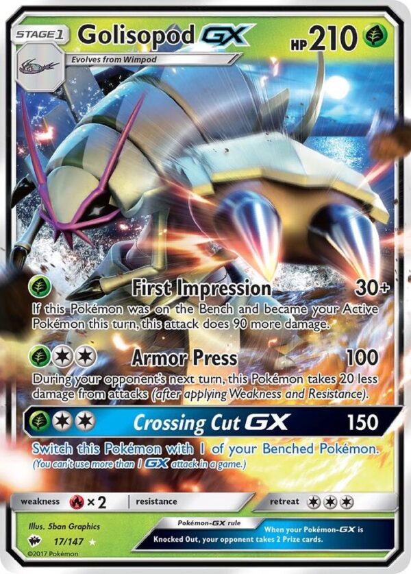 Golisopod GX 17/147 Holofoil SM – Burning Shadows