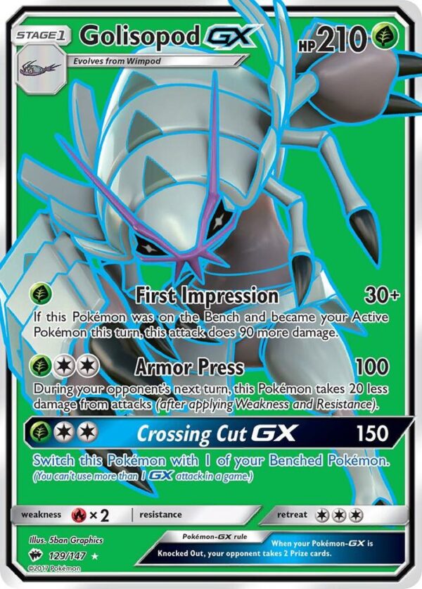 Golisopod GX (Full Art) 129/147 Holofoil SM – Burning Shadows Golisopod GX (Full Art) 129/147 Holofoil SM – Burning Shadows