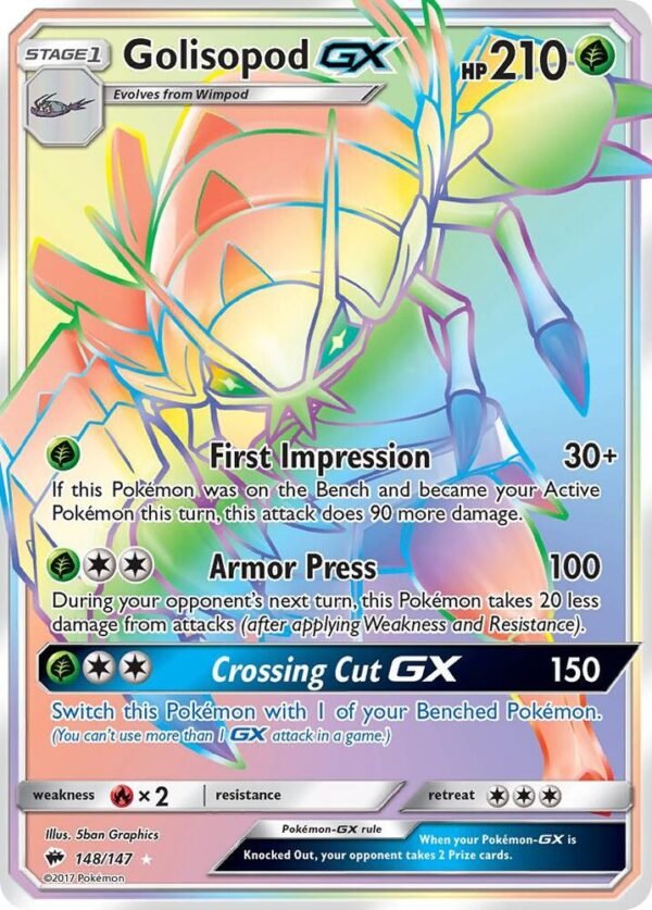 Golisopod GX (Secret) 148/147 Holofoil SM – Burning Shadows