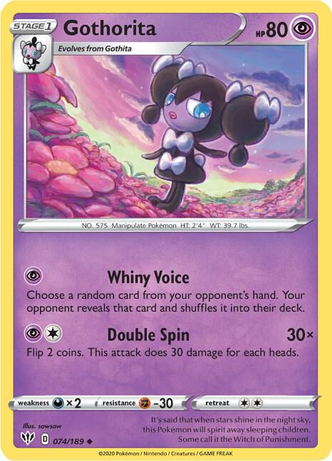 Gothorita 074/189 Reverse Holofoil SWSH03: Darkness Ablaze Gothorita 074/189 Reverse Holofoil SWSH03: Darkness Ablaze