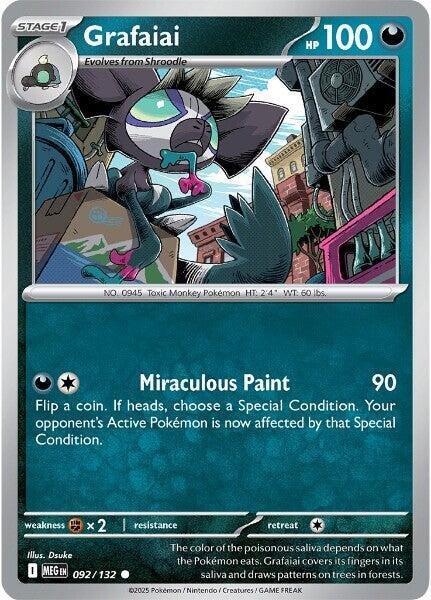 Grafaiai 092/132 Reverse Holofoil ME01: Mega Evolution Grafaiai 092/132 Reverse Holofoil ME01: Mega Evolution