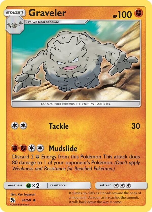 Graveler 34/68 Reverse Holofoil Hidden Fates