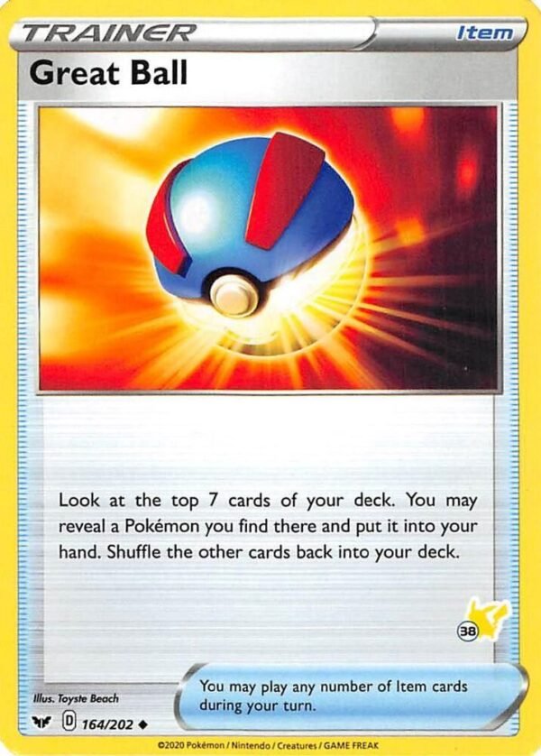 Great Ball 164/202 (#38 Pikachu Stamped) Normal Battle Academy 2022