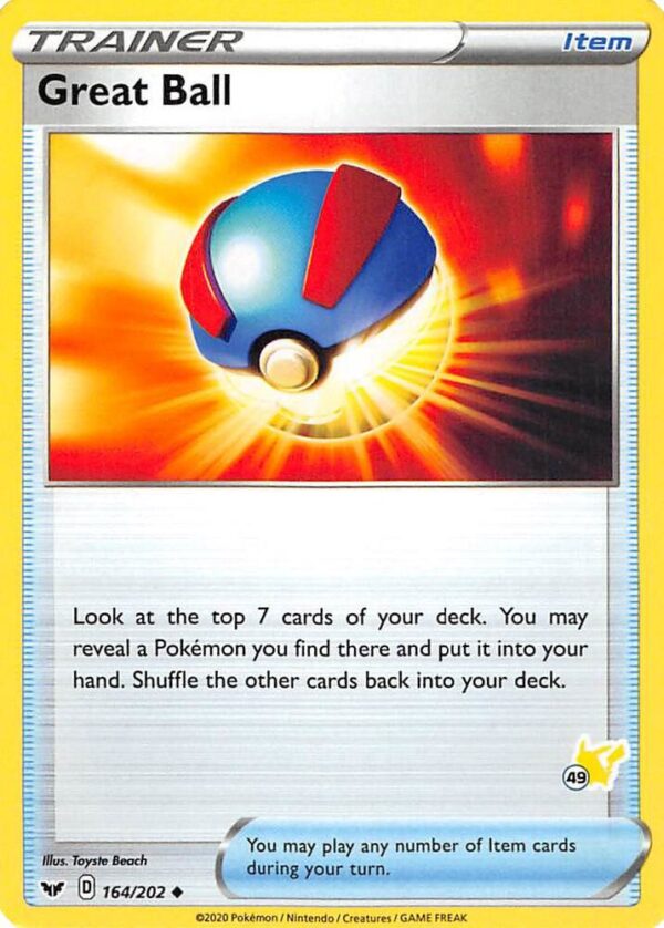 Great Ball 164/202 (#49 Pikachu Stamped) Normal Battle Academy 2022