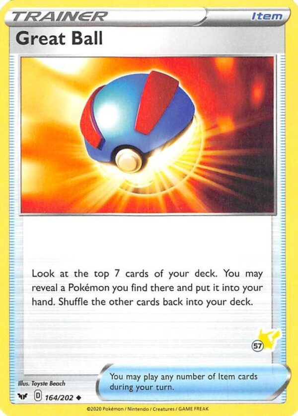 Great Ball 164/202 (#57 Pikachu Stamped) Normal Battle Academy 2022