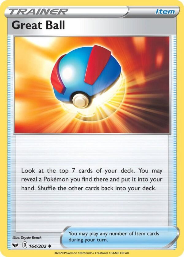 Great Ball 164/202 Normal SWSH01: Sword & Shield Base Set Great Ball 164/202 Normal SWSH01: Sword & Shield Base Set