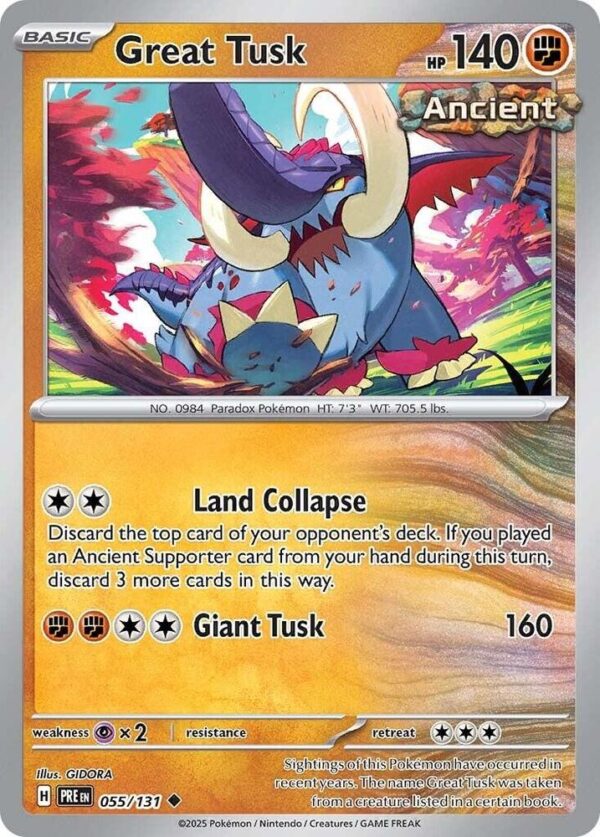 Great Tusk 055/131 Normal SV: Prismatic Evolutions Great Tusk 055/131 Normal SV: Prismatic Evolutions
