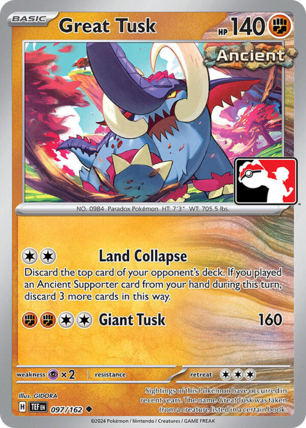 Great Tusk 097/162 Normal Prize Pack Series Cards Great Tusk 097/162 Normal Prize Pack Series Cards