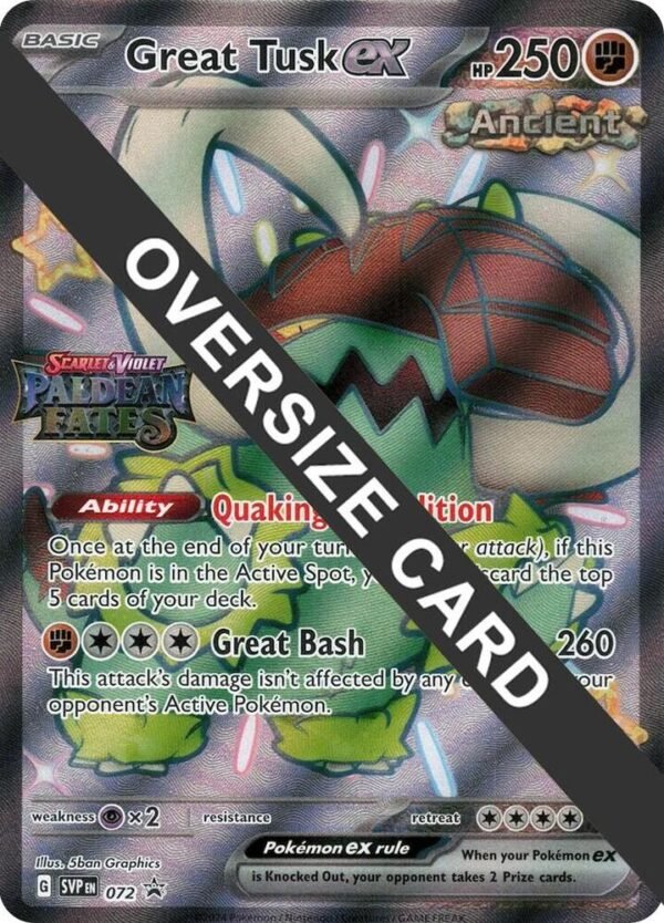 Great Tusk ex 072 (Paldean Fates Stamped) Holofoil Jumbo Cards Great Tusk ex 072 (Paldean Fates Stamped) Holofoil Jumbo Cards