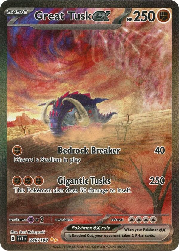 Great Tusk ex 246/198 Holofoil SV01: Scarlet & Violet Base Set Great Tusk ex 246/198 Holofoil SV01: Scarlet & Violet Base Set
