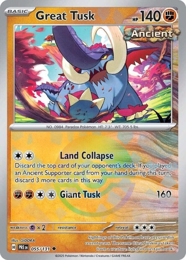 Great Tusk (Poke Ball Pattern) 055/131 Holofoil SV: Prismatic Evolutions