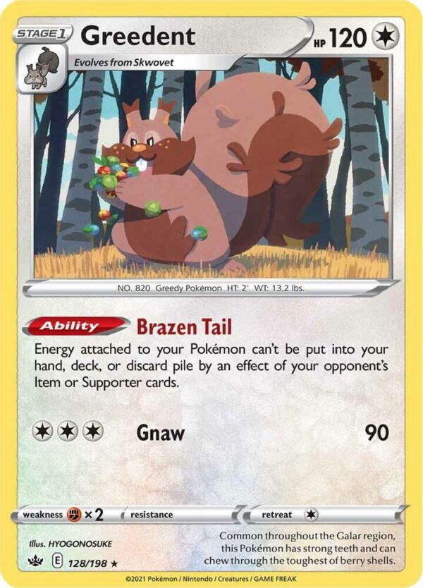 Greedent 128/198 Reverse Holofoil SWSH06: Chilling Reign