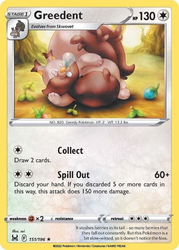 Greedent 151/196 Reverse Holofoil SWSH11: Lost Origin