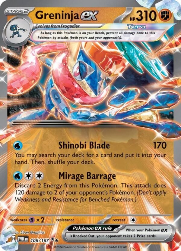 Greninja ex 106/167 Holofoil SV06: Twilight Masquerade Greninja ex 106/167 Holofoil SV06: Twilight Masquerade