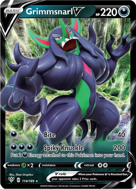 Grimmsnarl V 114/189 Holofoil SWSH03: Darkness Ablaze Grimmsnarl V 114/189 Holofoil SWSH03: Darkness Ablaze